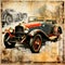 Time-Traveling Adventure: Vintage Cars Collage