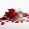 Time for Valentine's Day Concept. Romantic objects isolated on white background.