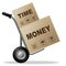 Time Versus Money Boxes Contrasting Earnings With Expenses - 3d Illustration