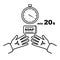 Time wash hands. Stopwatch with a minimum time of 20 seconds