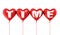 Time writing red heart balloons