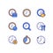 Timekeeping in daily life pixel perfect RGB color icons set