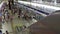 Timelaps people travel at rush hour Subway, crowd travelers in train station