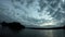 Timelapse of 4K video of cloud movement infront of a peaceful lake during the dusk