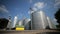 Timelapse of agriculture grain silos storage tank