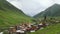 Timelapse and Ancient stone towers and Ushguli village at the foot of Mt. Shkhara. Picturesque and gorgeous scene. Rock tower towe