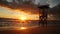 Timelapse of the beach from sunset to dark night, lifeguard tower, colorful