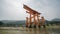 Timelapse blurred tourists and the famous \'Floating torii\' on Miyajima