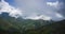 Timelapse in Bolivia Andes Mountains scenery, of clouds clearing and weather moving to reveal valle