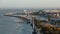 Timelapse of cable car traffic over Lisbon waterfront, Portugal