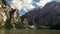 Timelapse with fast moving clouds over lake Braies, Dolomite