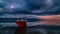 Timelapse Fishing boat on the background Spectacular sunset in the Gili Islands, Indonesia