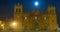 Timelapse of Full Moon Rising over Cusco Main Cathedral in Peru