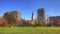 Timelapse of the Hartford Connecticut Skyline with park in front