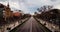 Timelapse high angle view of Paseo de la Castellana Avenue in central Madrid view at sunset