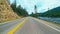 Timelapse hyperlapse of driving around forests and mountains, in Yellowstone national park.