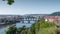 Timelapse, hyperlapse, fast motion, view of the Vltava River, Prague, Czech Republic. fast movement of ships and boats. traffic Hi