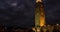 Timelapse Koutoubia Mosque in Marrakech at sunset and night on background of clouds, Morocco