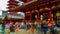 A timelapse of main old fashioned gate at Sensouji temple in Asakusa Tokyo wide shot tilt