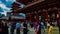 A timelapse of main old fashioned gate at Sensouji temple in Asakusa Tokyo wide shot tilt