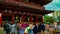 A timelapse of main old fashioned gate at Sensouji temple in Asakusa Tokyo wide shot tilt