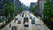 A timelapse of miniature traffic jam at the avenue daytime in the downtown tiltshift