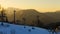 Timelapse motion cabin cableway in mountain sunset Rose Farm, Krasnaya Polyana, Sochi