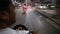 Timelapse of motorbike driver riding down the busy streets in Jodhpur.