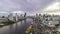 Timelapse movie over Chao Phraya river in Bangkok during sunrise and thunderstorm