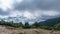 Timelapse of Moving Low Clouds in the Carpathian Mountains. Cumulus Dramatic Sky