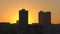 Timelapse Panorama Wonderful Sunrise against City Silhouettes