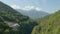 Timelapse panoramic view from Contra Dam on road  mountains and Lake Maggiore. Verzasca Dam  Canton of Ticino