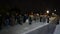 Timelapse of people passing through security check point at night to see Queen Elizabeth lying in state