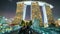 Timelapse People walk along the bridge to Marina Bay Sands at night in Singapore. August 2017