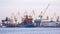 timelapse Port Ship Repair crane dock shipping .logistic company concept