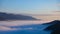 A timelapse of the sea of clouds at the top of the mountain in Kyoto telephoto shot tilt