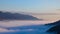 A timelapse of the sea of clouds at the top of the mountain in Kyoto telephoto shot zoom