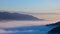 A timelapse of the sea of clouds at the top of the mountain in Kyoto telephoto shot zoom