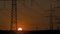 Timelapse Sunset Power Lines and Wind Turbine