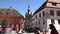 Timelapse tourists downtown Sighisoara medieval city