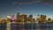 Timelapse of twilights in downtown of Boston, USA. Boats in the Boston Bay