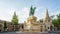 Timelapse video of bronze statue of Stephen of Hungary in Budapest city, Hungary, time lapse 4K