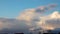 Timelapse video rain front from the clouds rolls over a small village and private houses