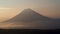 Timelapse video. Sunrise and cloudscape over Tolbachik volcano in Kamchatka in Russia