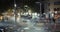 Timelapse. View of traffic and pedestrians crossing busy intersection.