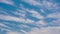 Timelapse of White cirrocumulus clouds in blue sky background.