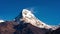 Timelapse with zoom motion of south face of mount Annapurna South in Nepa