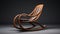 Timeless Artistry: Nathan Wirth Inspired Brown Leather Rocking Chair