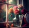 Timeless Beauty: A Nostalgic Still Life of Roses on a Windowsill, Made with Generative AI