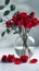 Timeless beauty Red roses and vase, elegant on white background